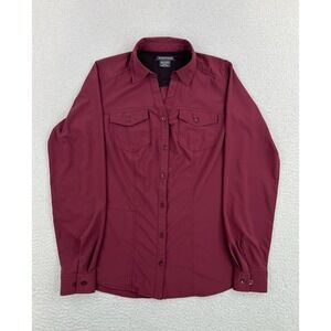 ExOfficio Womens Small Red Long Sleeve Button Up Hiking Lightweight Travel Shirt